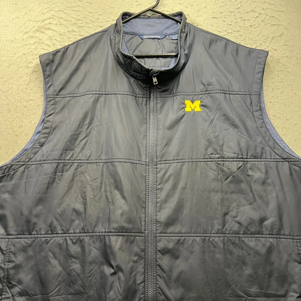 Cutter & Buck Michigan Wolverines Vest Mens 4XB Navy Blue Full Zip Hybrid 2543